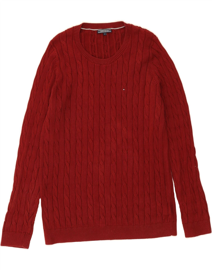 TOMMY HILFIGER Mens Crew Neck Jumper Sweater XL Burgundy Cotton Vintage Tommy Hilfiger and Second-Hand Tommy Hilfiger from Messina Hembry 