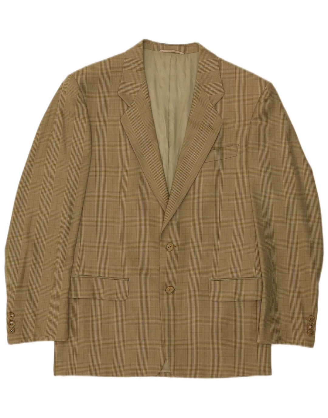 Jaqueta blazer masculina Prestigio com 2 botões UK 38 lã xadrez verde médio