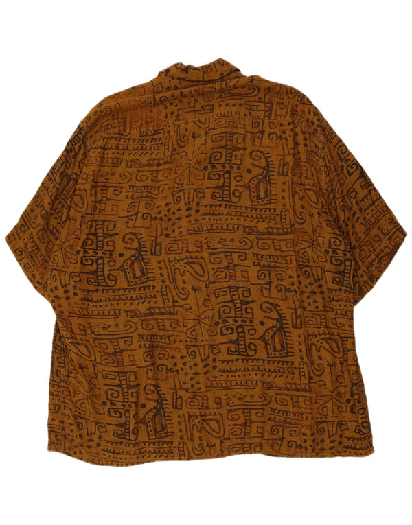Camisa masculina Ingram com estampa abstrata de manga curta tamanho 43 17 XL marrom viscose