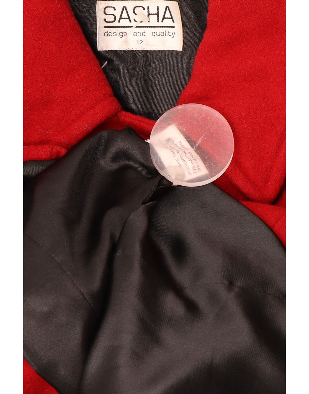 Casaco feminino SASHA com peito duplo Reino Unido 12 lã vermelha média