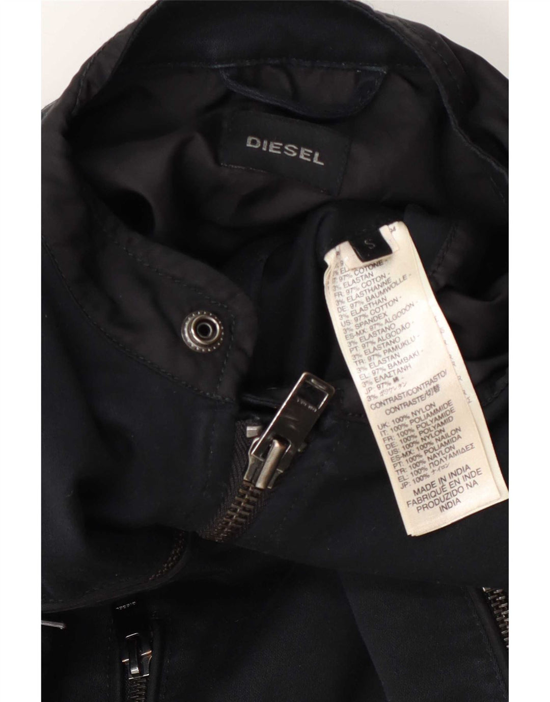 Diesel Mens Biker Jacket UK 36 Pequeno Algodão Azul Marinho