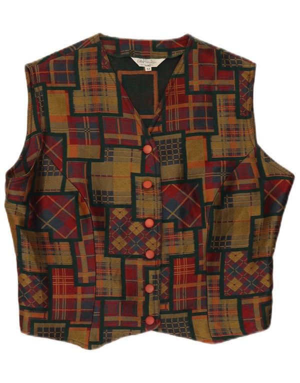 Colete feminino vintage UK 14 patchwork multicolorido médio