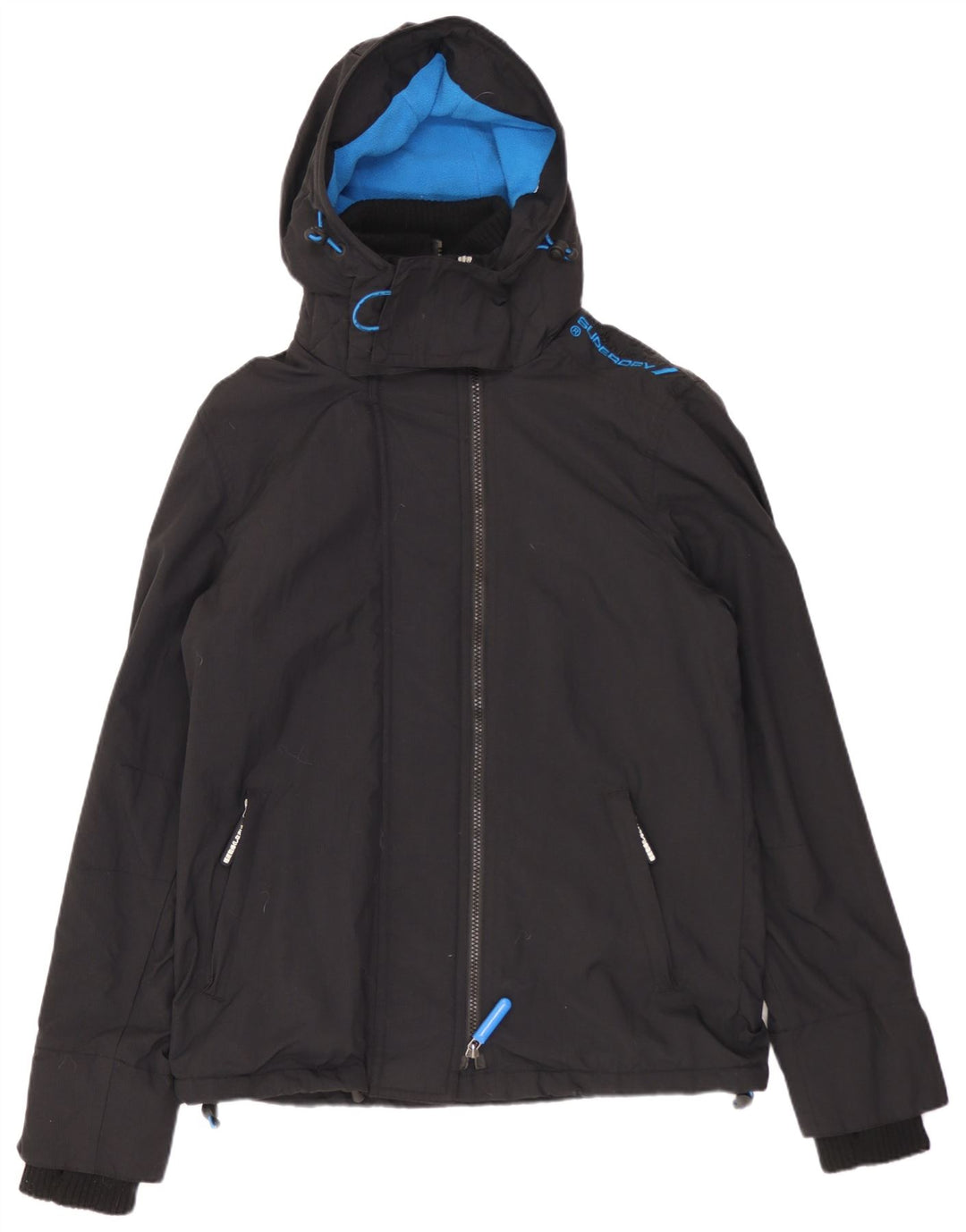 Jaqueta corta-vento masculina Superdry com capuz e blusão UK 36 pequena preta