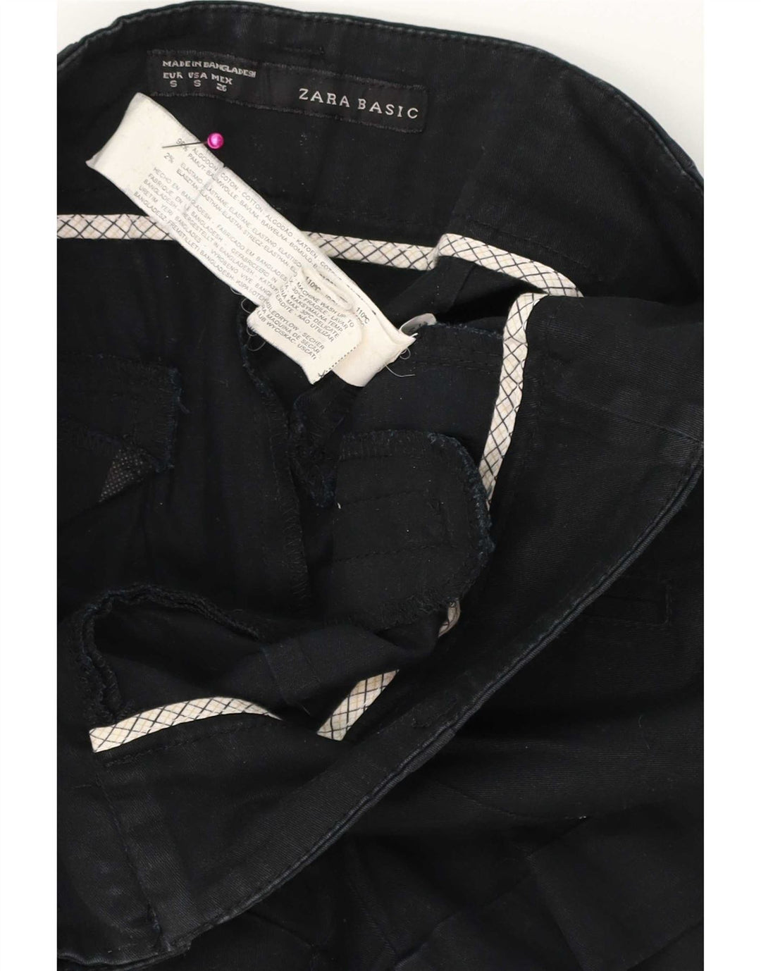 Zara Womens Chino Shorts Pequeno W26 Algodão Preto