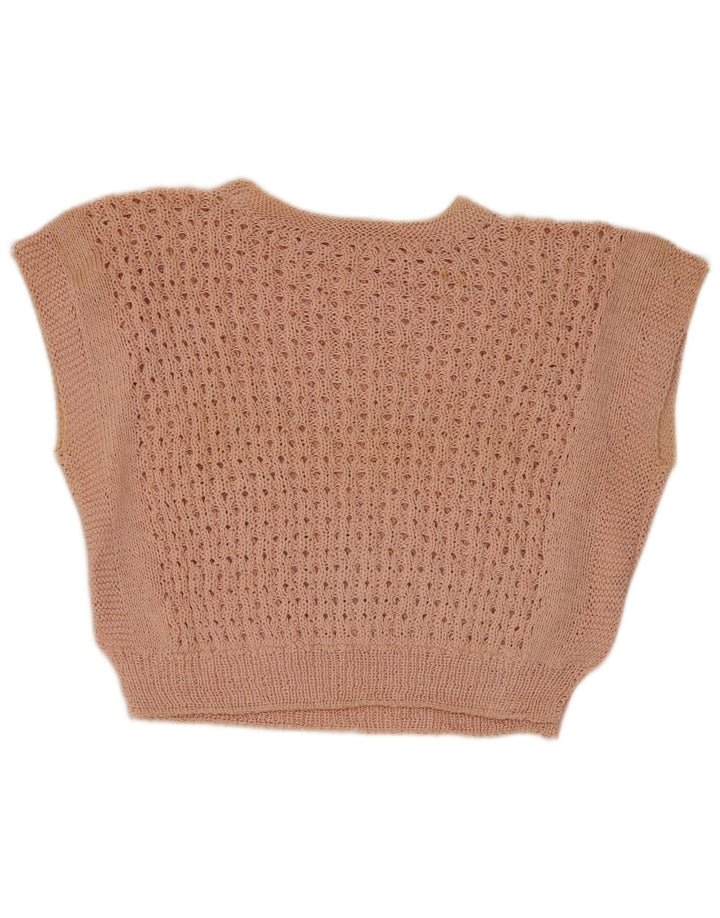 Regata feminina vintage com colete curto UK 12 rosa médio