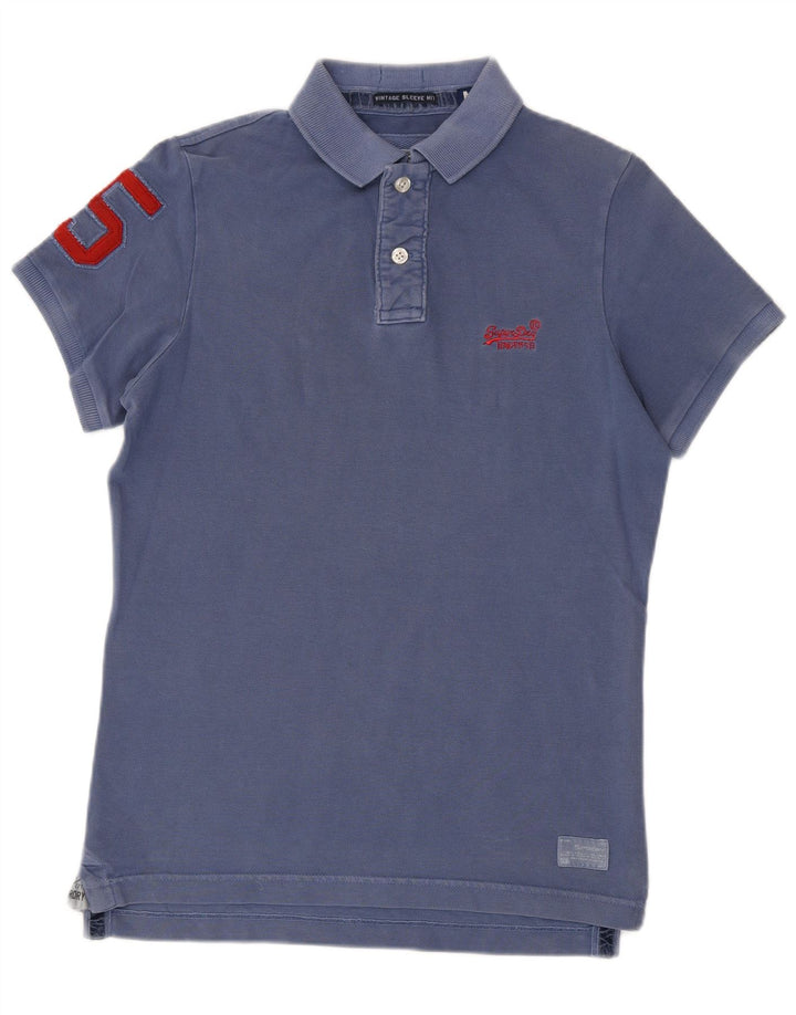 Camisa polo masculina Superdry Graphic azul médio algodão