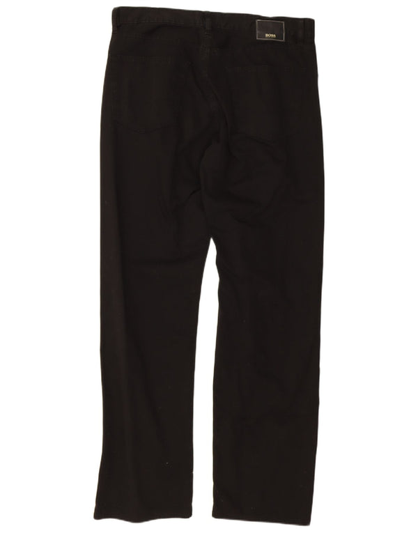 Calça casual reta masculina Hugo Boss W36 L32 algodão preto