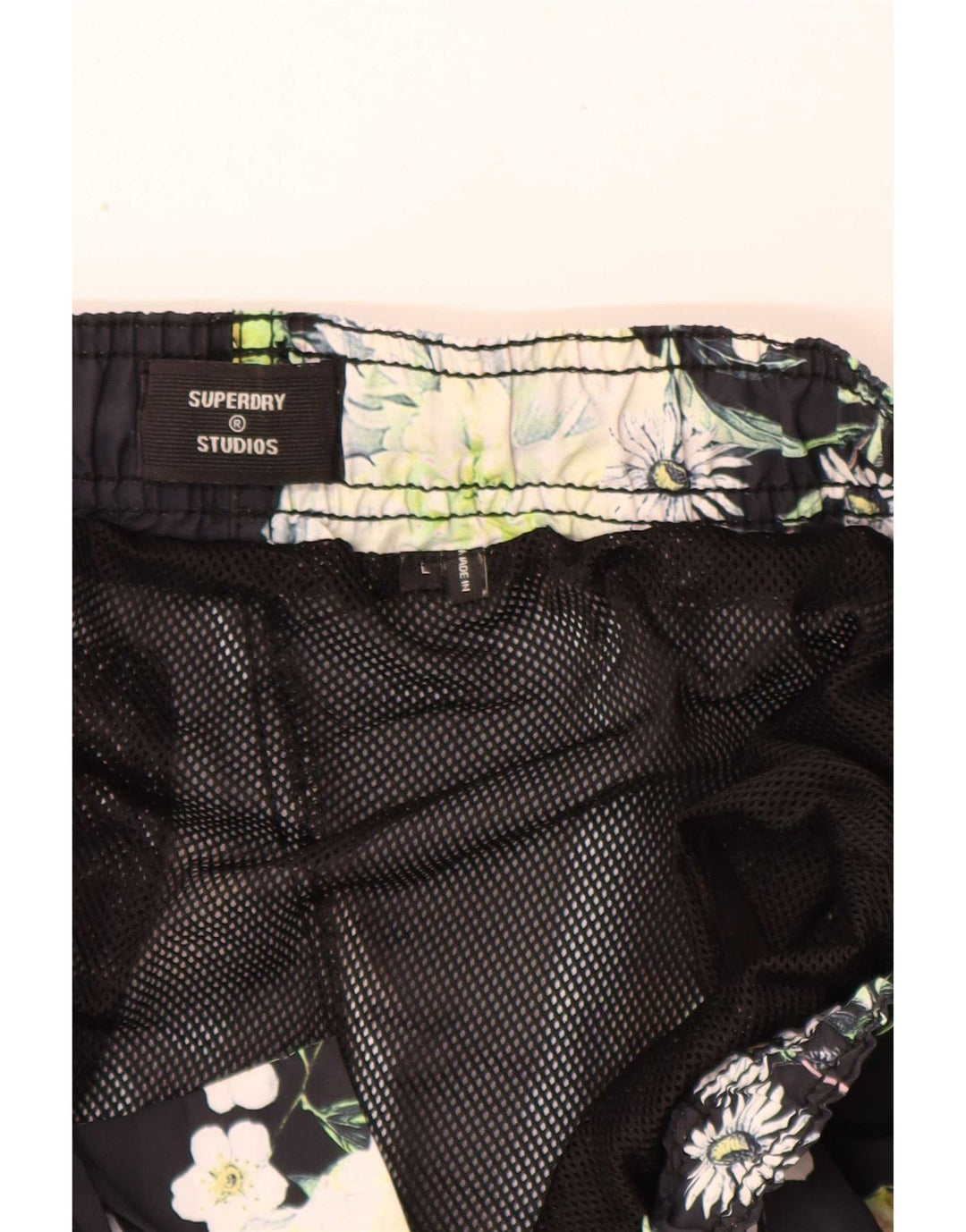Shorts de natação masculino Superdry Graphic grande poliéster floral azul marinho