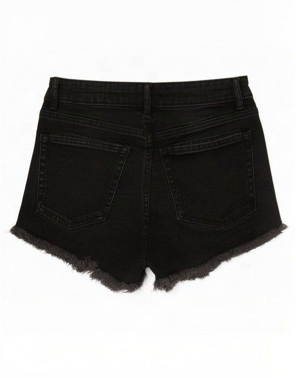 Zara Shorts jeans feminino de cintura alta EU 36 XS W26 algodão preto