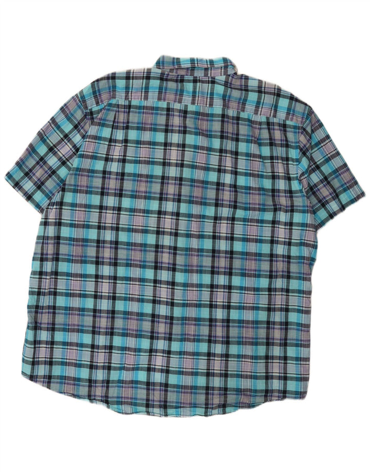 Camisa masculina de manga curta Izod XL turquesa xadrez algodão