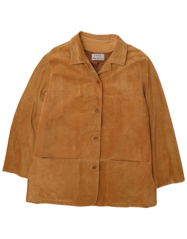 Jaqueta blazer feminina Martin Eden camurça com 4 botões IT 48 XL couro bege