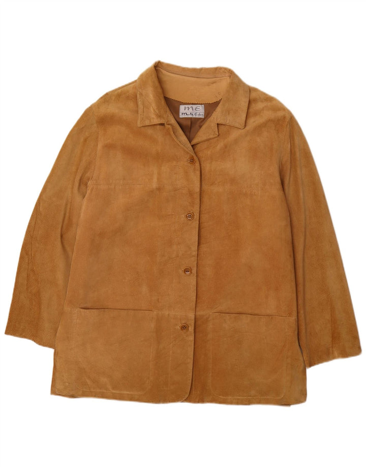 Jaqueta blazer feminina Martin Eden camurça com 4 botões IT 48 XL couro bege