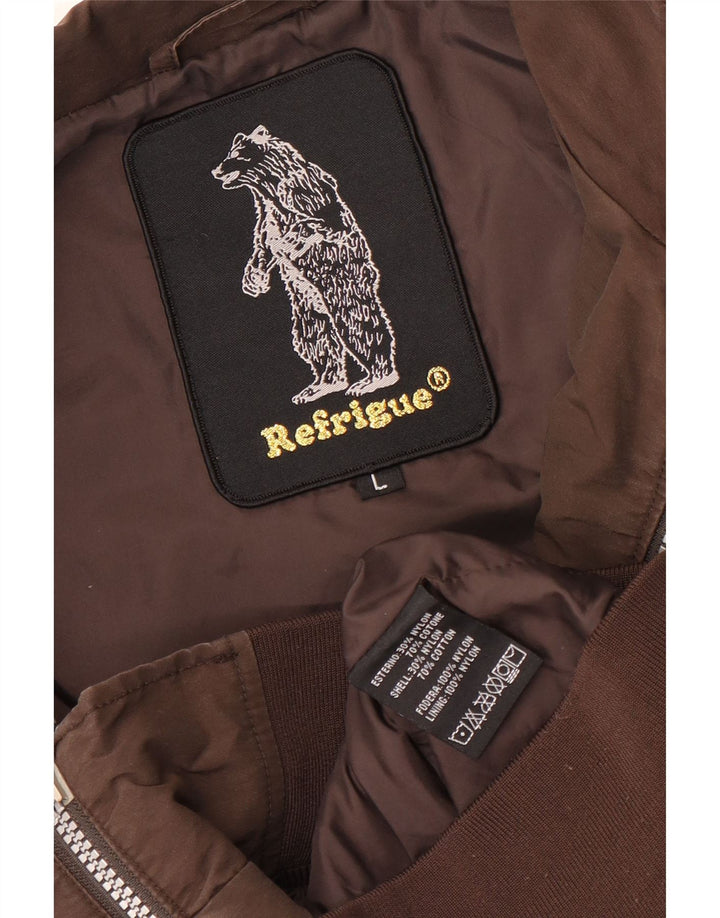 Jaqueta bomber masculina Refrigue UK 40 grande marrom nylon
