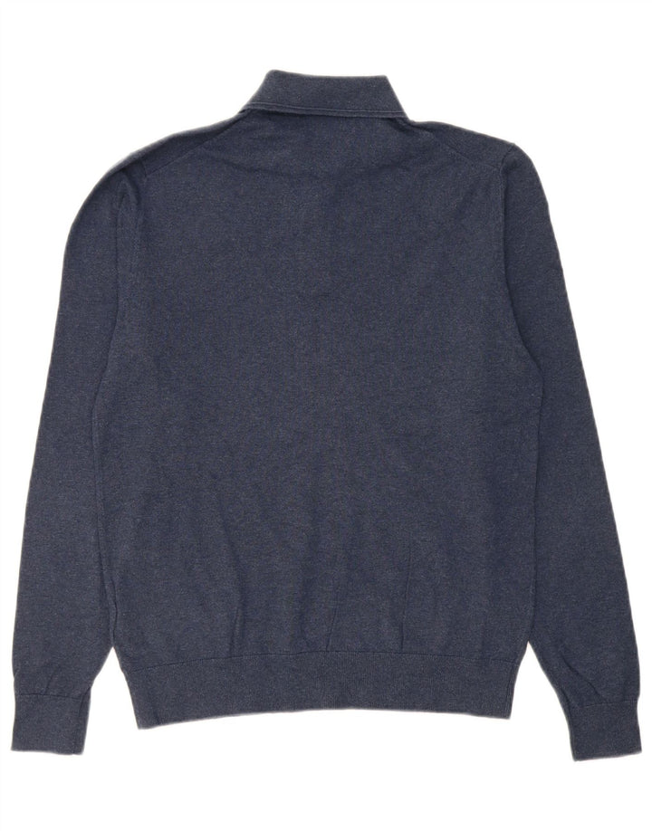 Suéter masculino MARKS & SPENCER com gola polo, pequeno, azul marinho, algodão