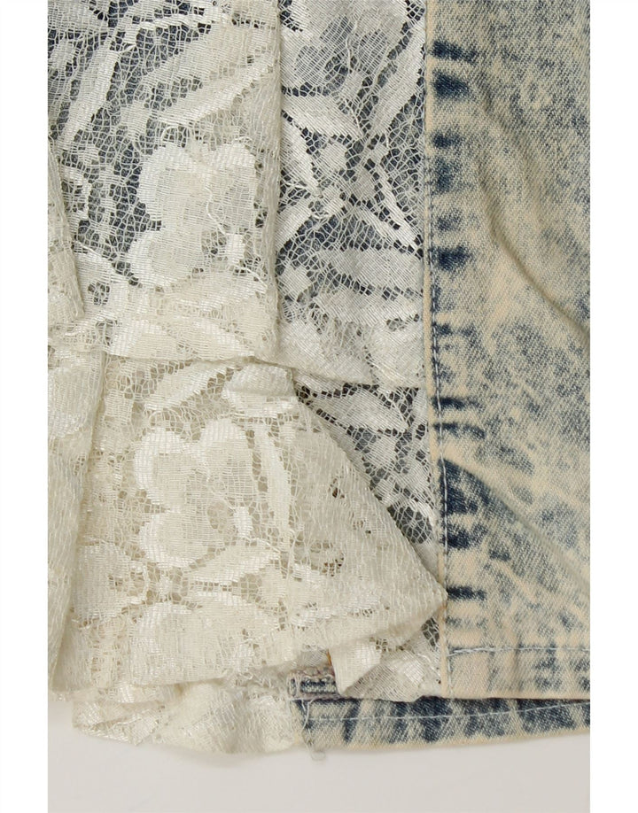 Saia jeans trompete feminina VINTAGE IT 42 médio W26 azul floral