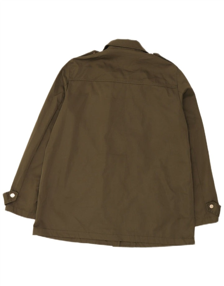 Jaqueta militar feminina Zara UK 16 grande poliéster cáqui