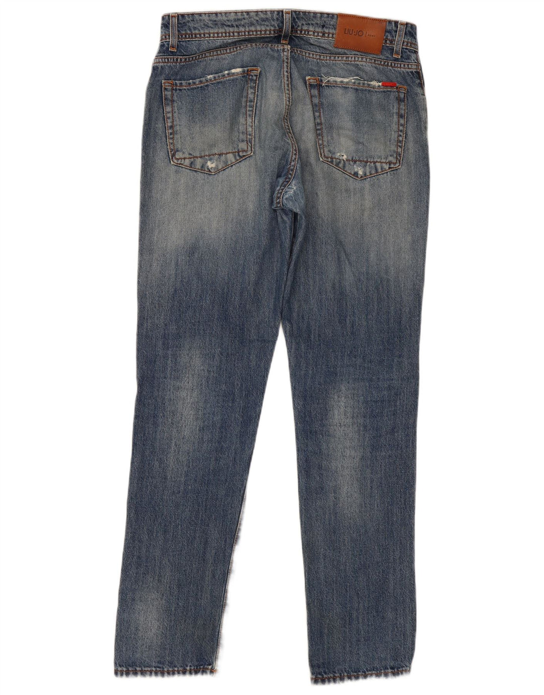 Liu Jo Calça jeans masculina regular desgastada W34 L32 algodão azul