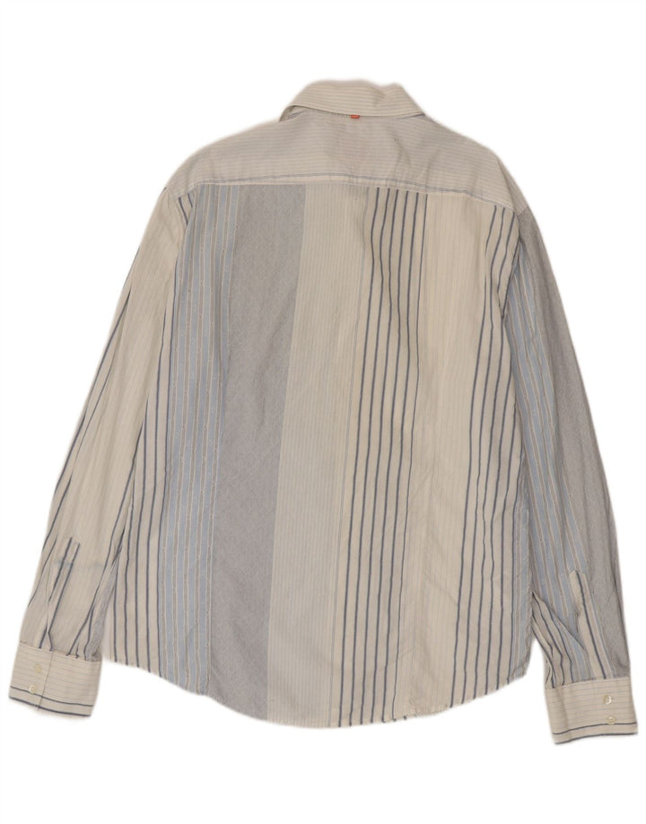 Camisa masculina Hugo Boss XL algodão listrado azul