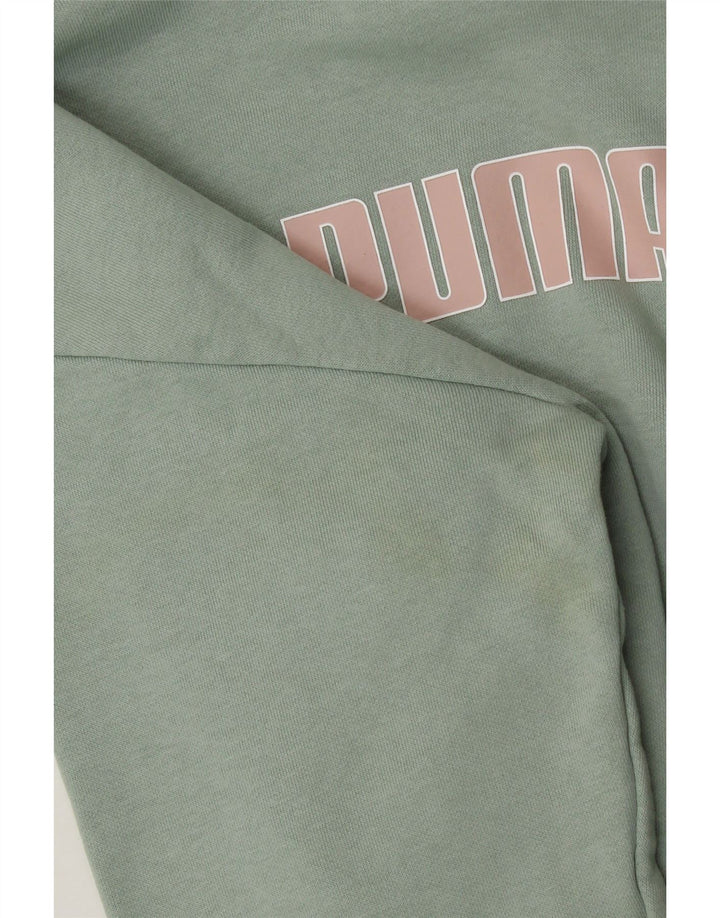 PUMA Boys Graphic Hoodie Jumper 13-14 Years Green Cotton Vintage Puma and Second-Hand Puma from Messina Hembry 