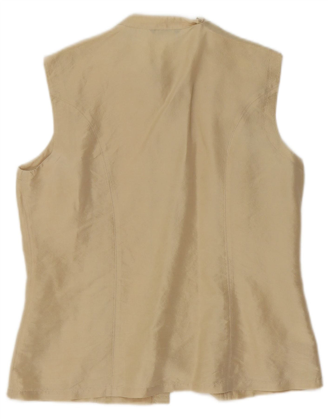 Blusa feminina Sisley sem mangas Reino Unido 14 seda bege médio