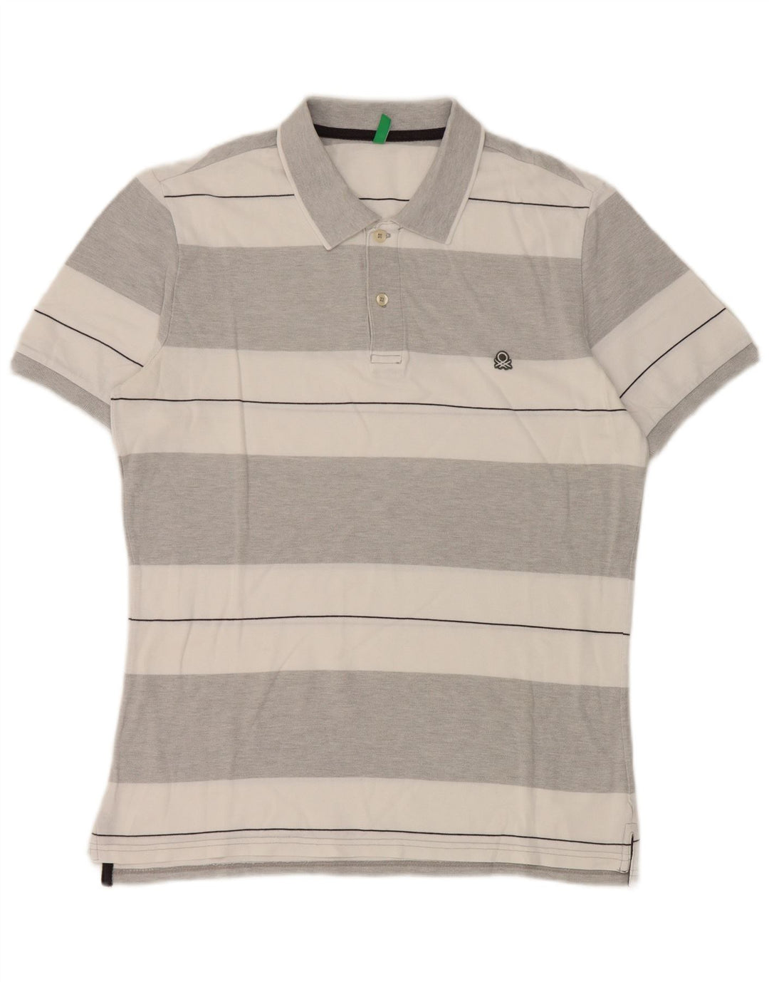 Camisa polo masculina Benetton listrada cinza médio