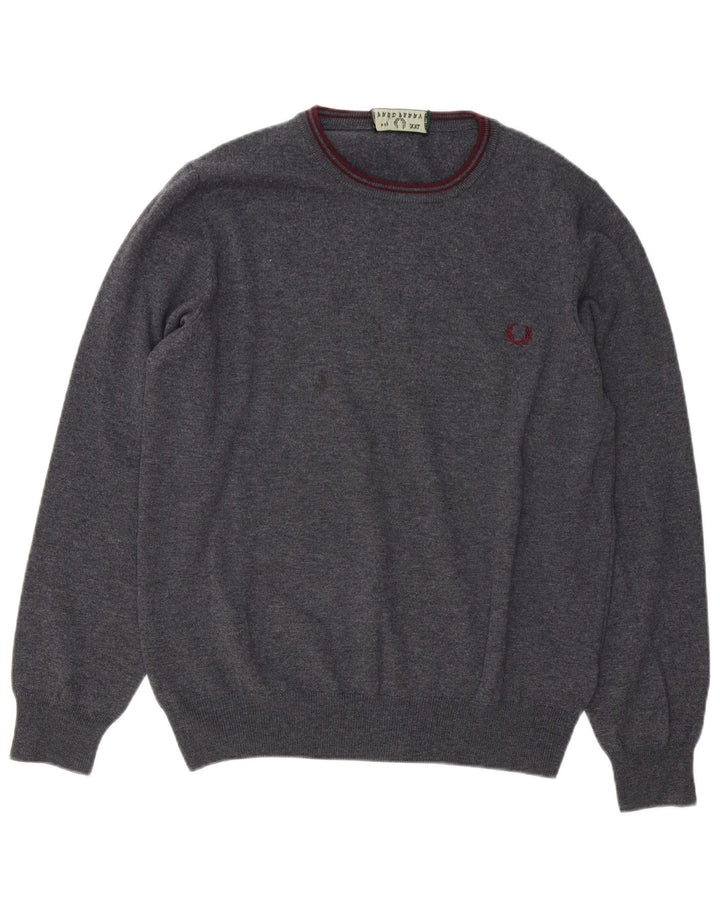 Fred Perry Suéter masculino com gola redonda 2XL lã cinza