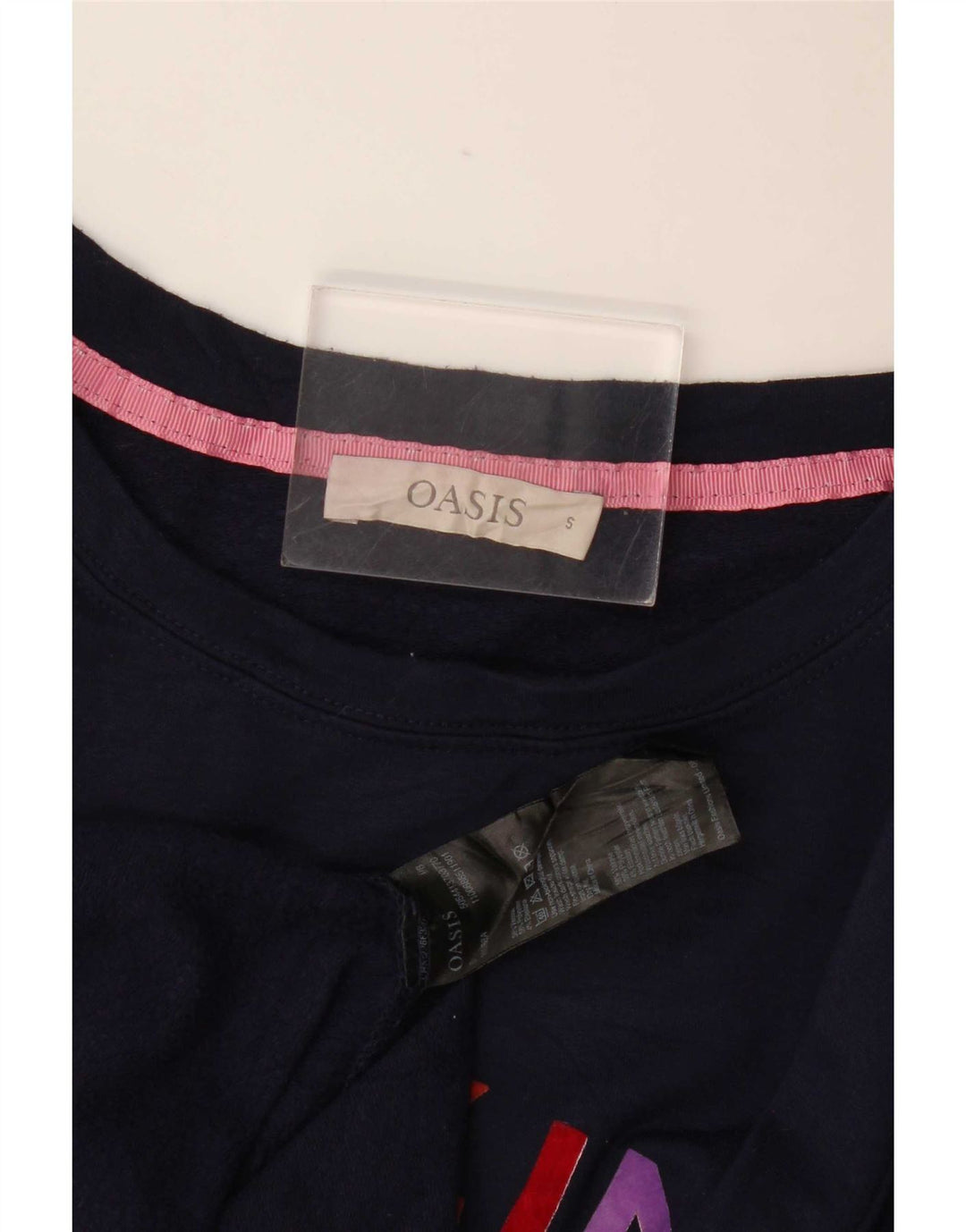 Suéter feminino Oasis com estampa oversized Reino Unido 10 pequeno azul marinho