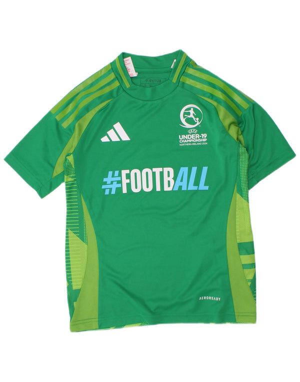 Camiseta Adidas Boys Aeroready Graphic Top 7-8 Anos Verde Colorblock