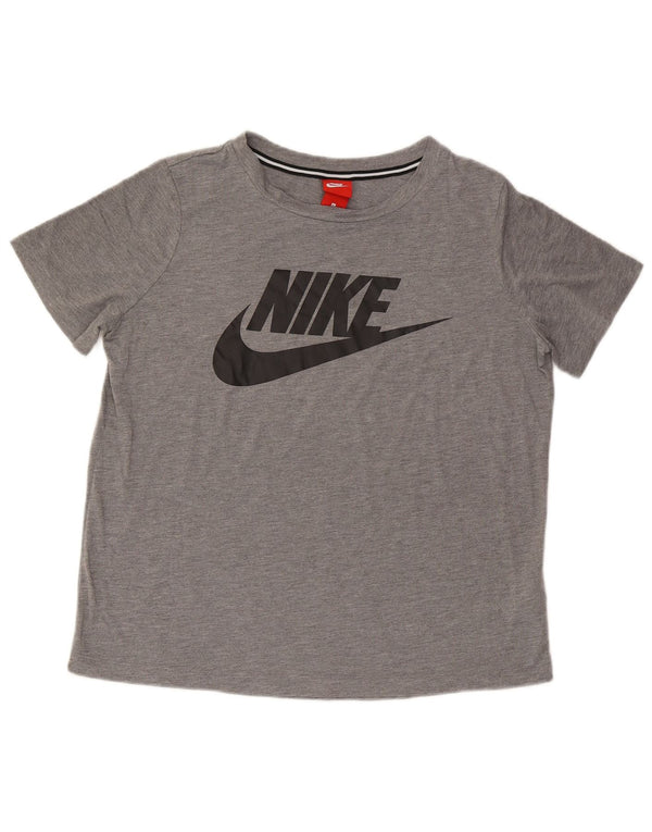 Camiseta gráfica feminina Nike UK 16 grande poliéster cinza