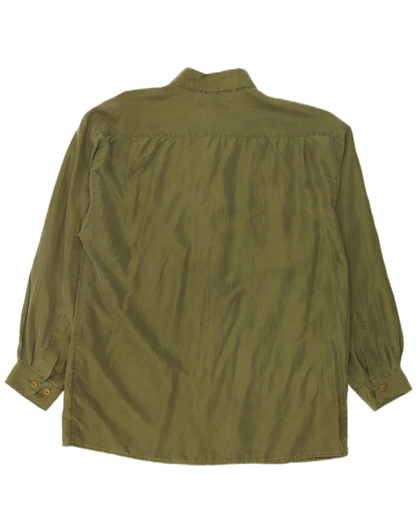 Camisa masculina vintage grande seda verde