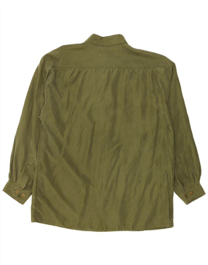 Camisa masculina vintage grande seda verde