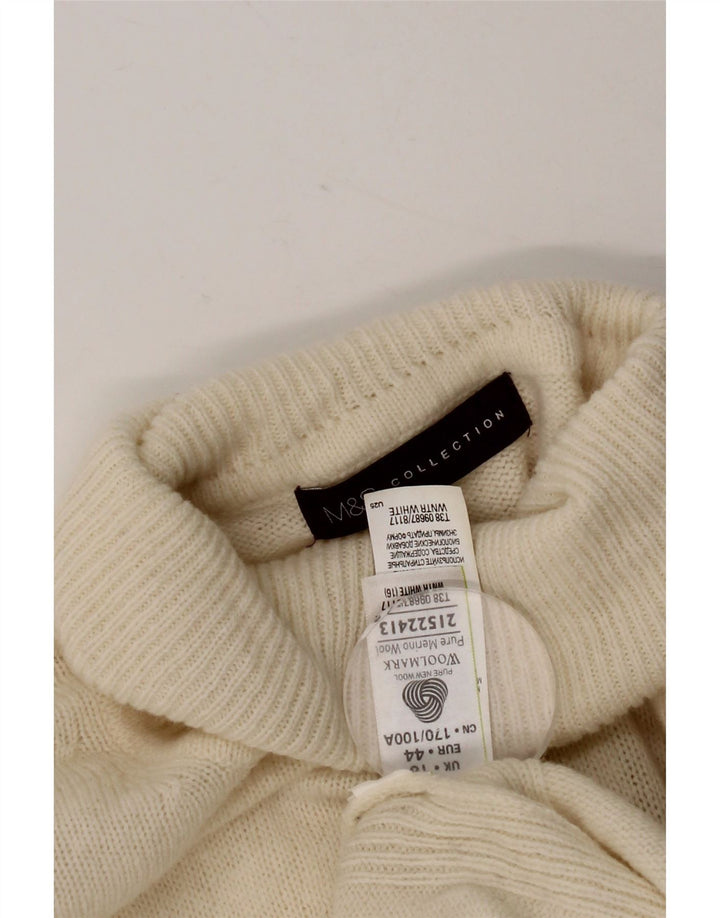 Suéter feminino Marks & Spencer com gola redonda e lã branca grande Reino Unido 16