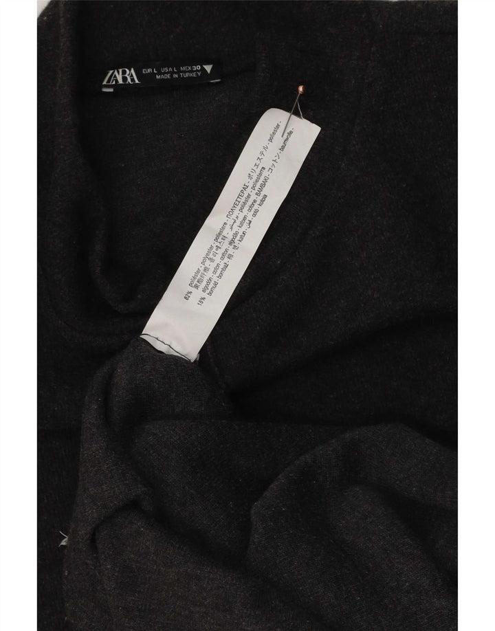 Vestido jumper feminino Zara Reino Unido 16 grande poliéster cinza