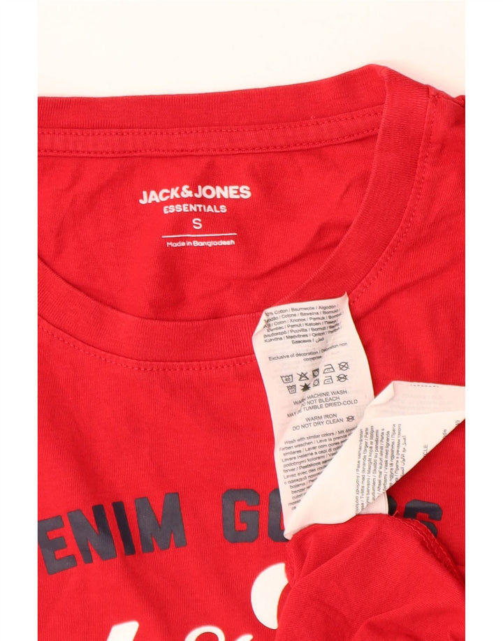 Camiseta masculina JACK & JONES com estampa gráfica pequena de algodão vermelho