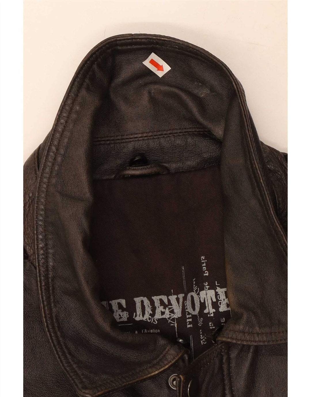 Vintage Mens Graphic Leather Flight Aviator Jacket UK 40 Large Brown