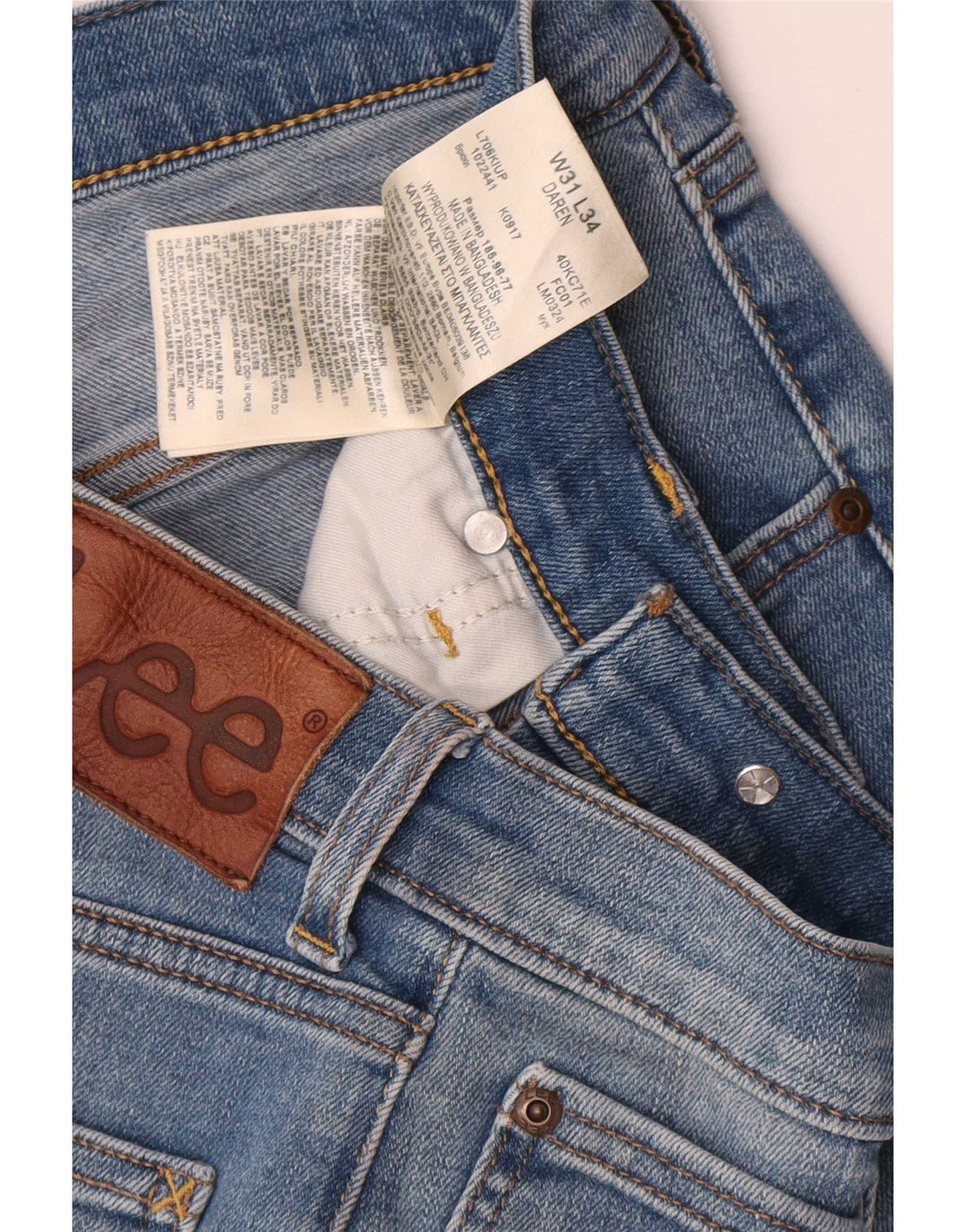 Lee Mens Daren Slim Jeans W31 L29 Azul Algodão