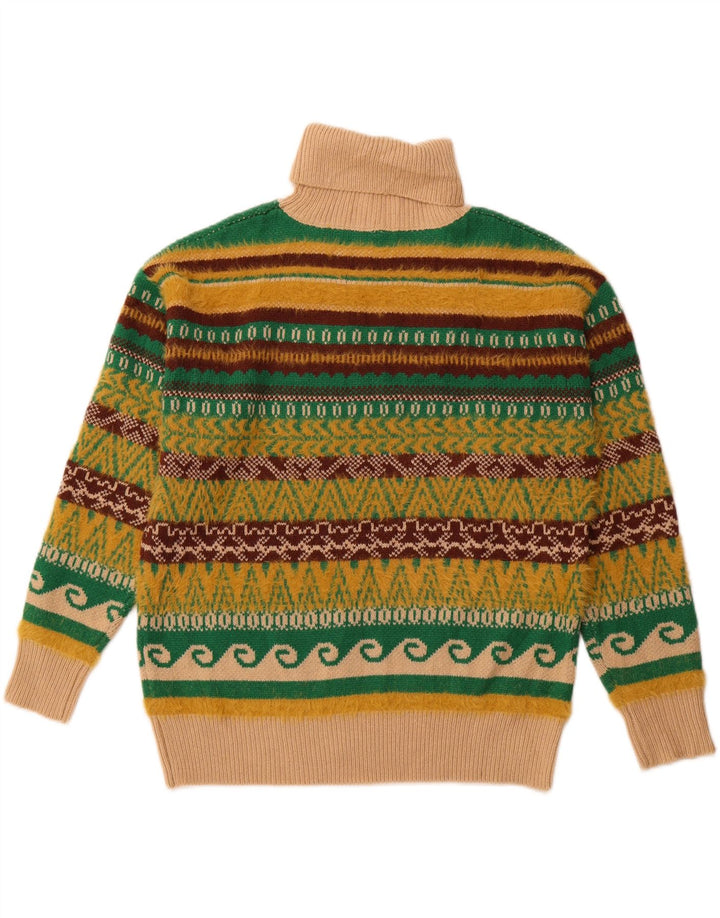 Suéter masculino VINTAGE com gola redonda grande multicolorido Fair Isle