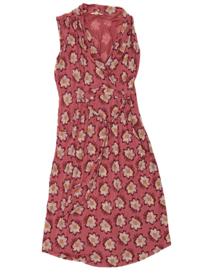 Vestido básico feminino sem mangas White Stuff UK 14 viscose floral rosa médio