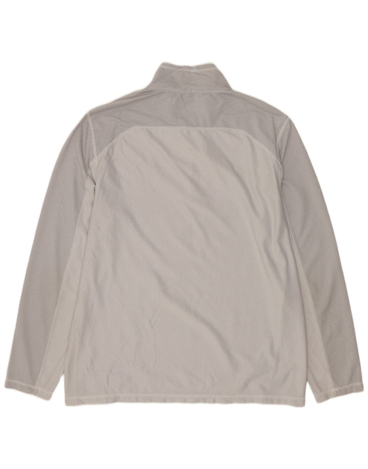 CALVIN KLEIN Mens Zip Neck Pulôver Treino Top Cinza Médio Manchado