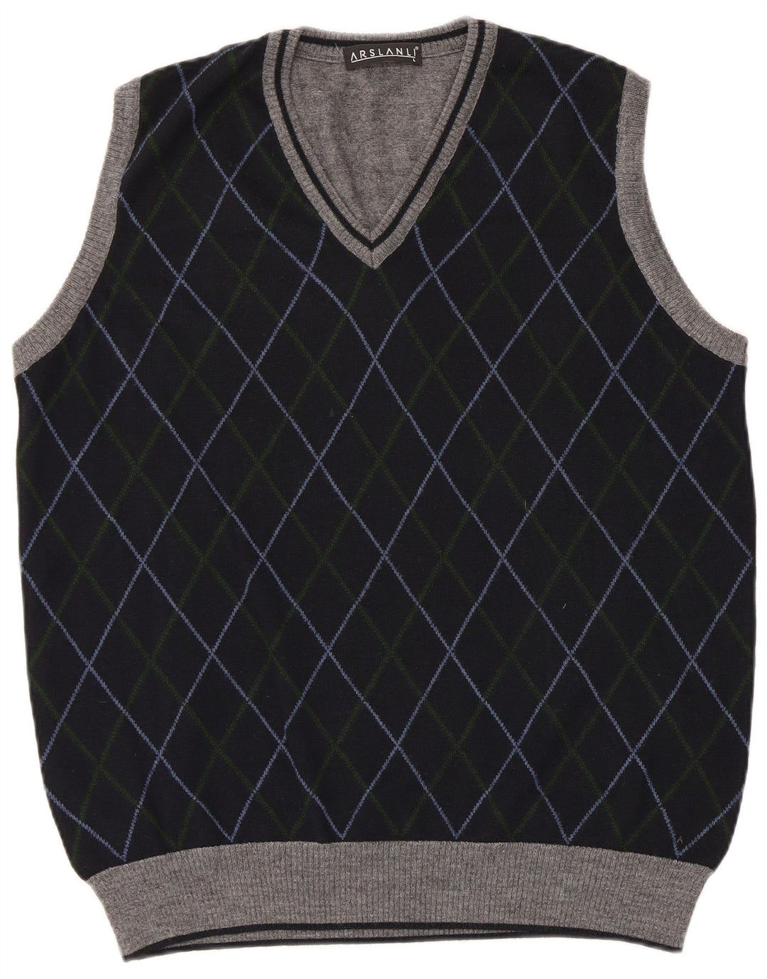 Arslanli Colete masculino regata grande azul marinho Argyle/lã diamante