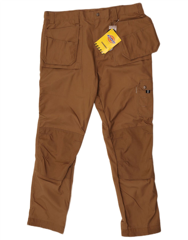 Calças Dickies Mens Slim Cargo W42 L34 Marrom Poliéster