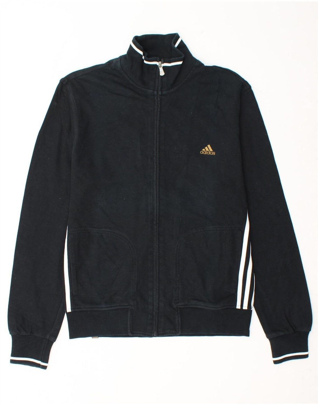 ADIDAS Mens Tracksuit Top Jacket UK 36/38 Pequeno Algodão Preto