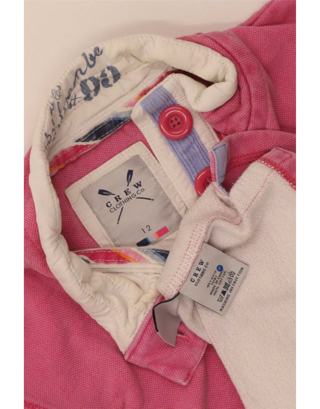 Suéter feminino Crew Clothing com gola redonda e botão UK 12 algodão rosa médio