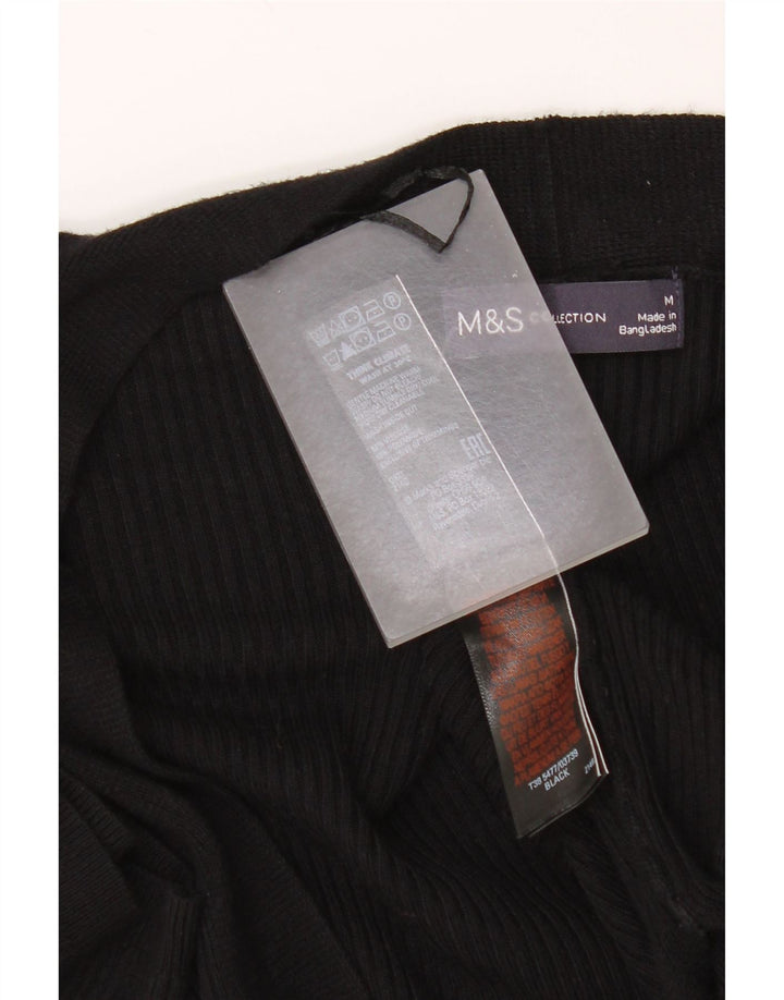 Suéter cardigã feminino de manga curta Marks & Spencer Reino Unido 14 médio preto