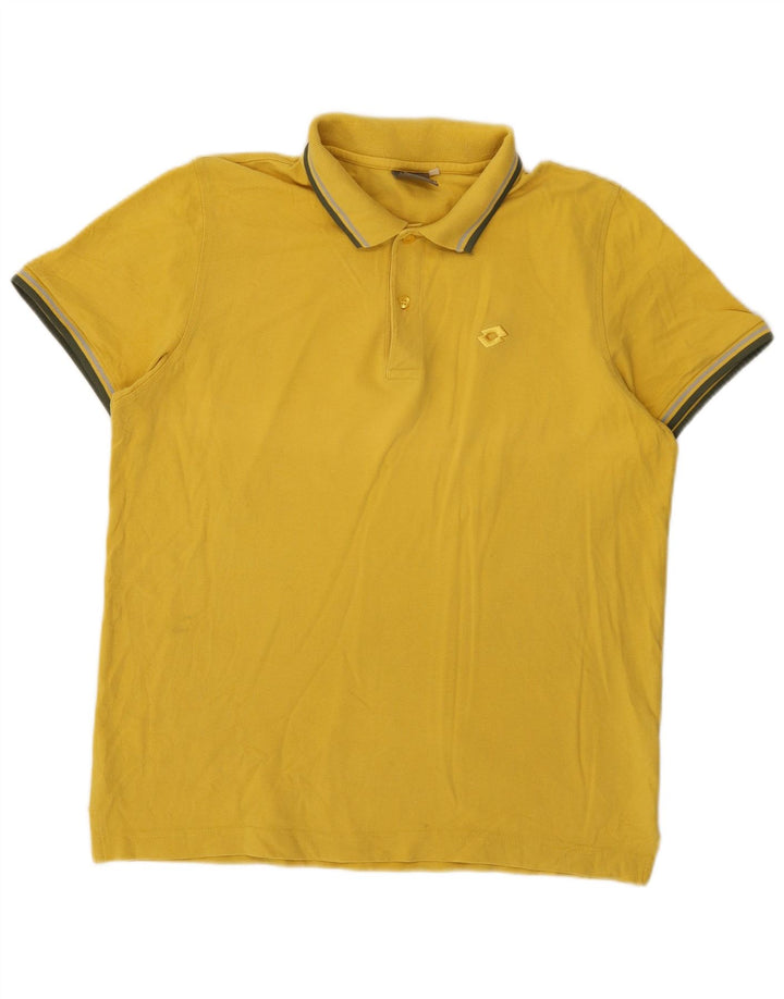Camisa polo masculina Lotto listrada amarela média