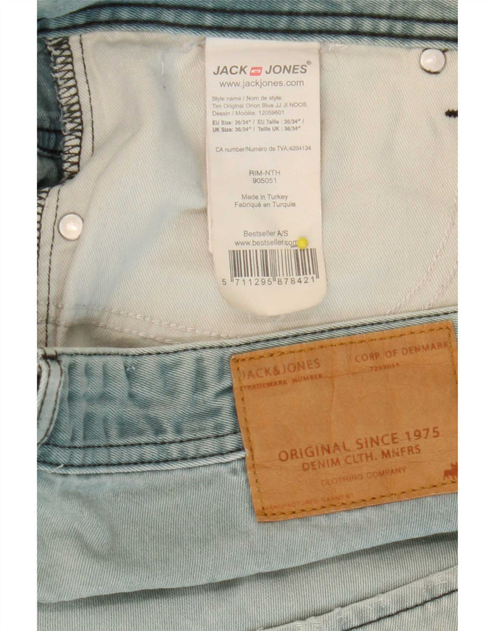 Jack & Jones Masculino Tim Slim Jeans W36 L34 Azul Algodão