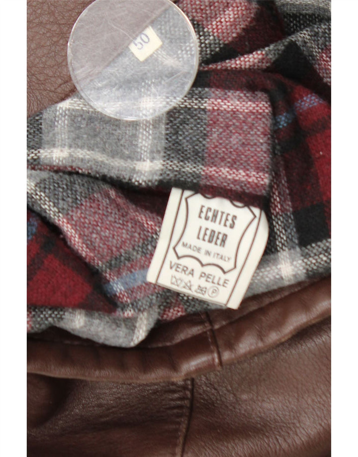 Jaqueta de couro masculina vintage com cinto UE 50 grande couro marrom