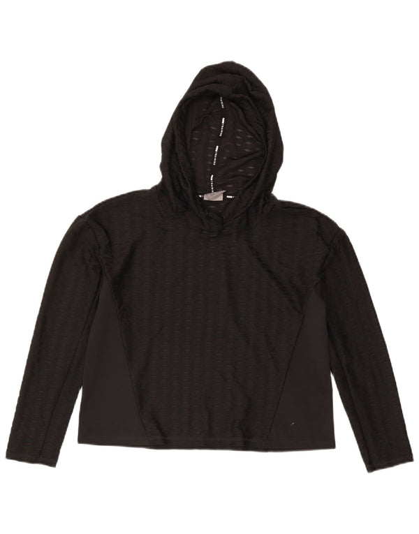 Puma Womens Training Crop Hoodie Jumper UK 6 XS Preto Argyle/Diamante