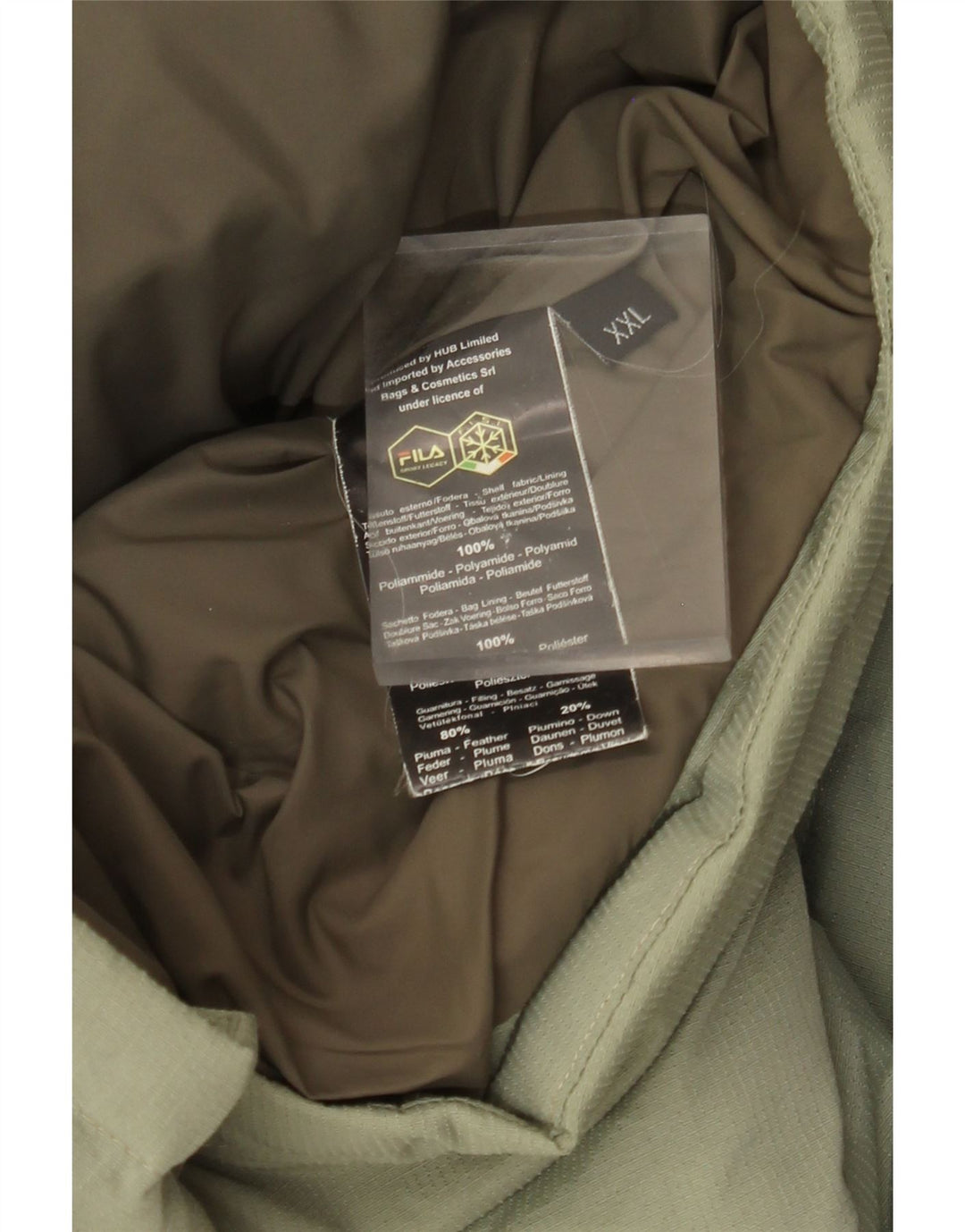 Jaqueta masculina Fila com capuz acolchoada UK 44 2XL poliamida verde