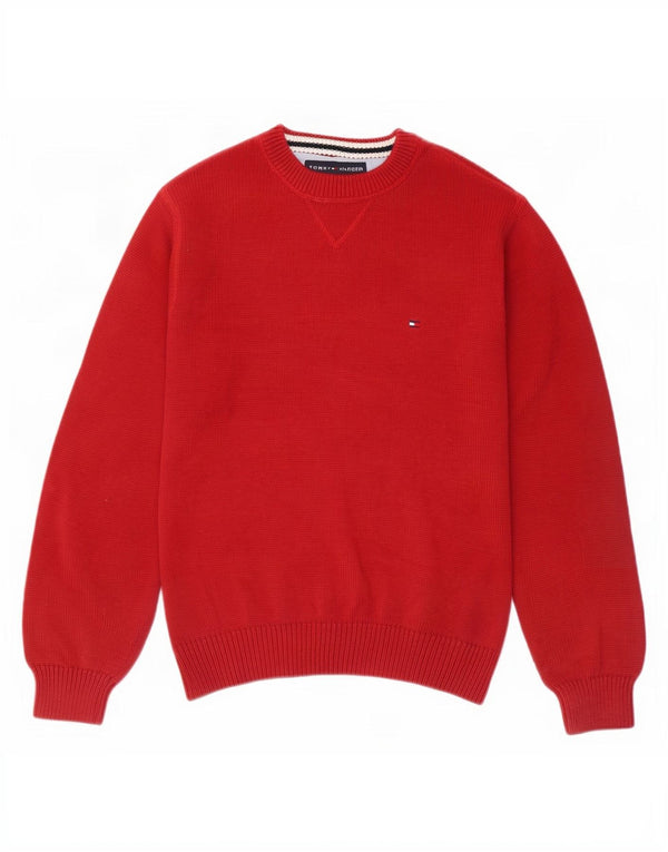 Tommy Hilfiger Suéter masculino com gola redonda XS de algodão vermelho